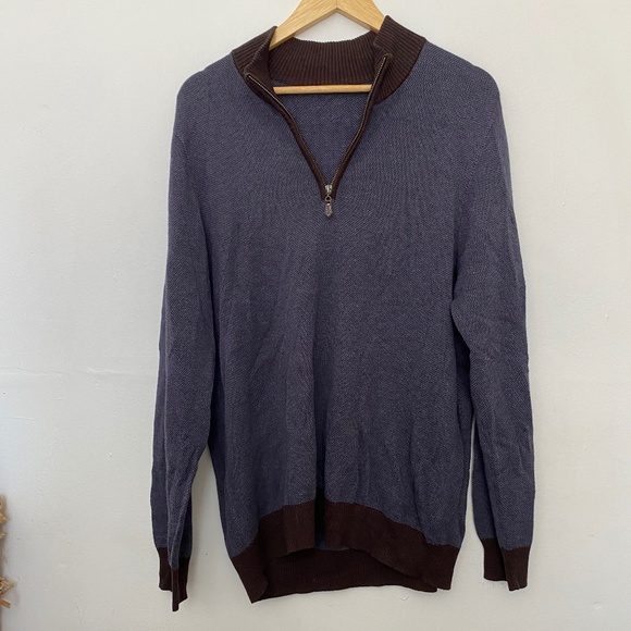 **$5 SALE** J. McLaughlin Modal and Cotton Blue 1/4 Zip Sweater - Picture 1 of 4